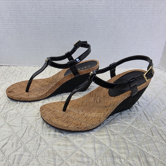 Lauren Ralph Lauren T Strap Sandals Womens 7B Wedge Rosalia Summer Cork - Picture 6 of 11
